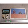 Image 1 : lot of misc picture tray + cow clock