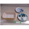 Image 1 : Fire King dish with old dutch plate, misc