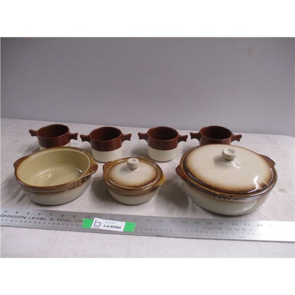 Medalta Potteries items - one missing lid