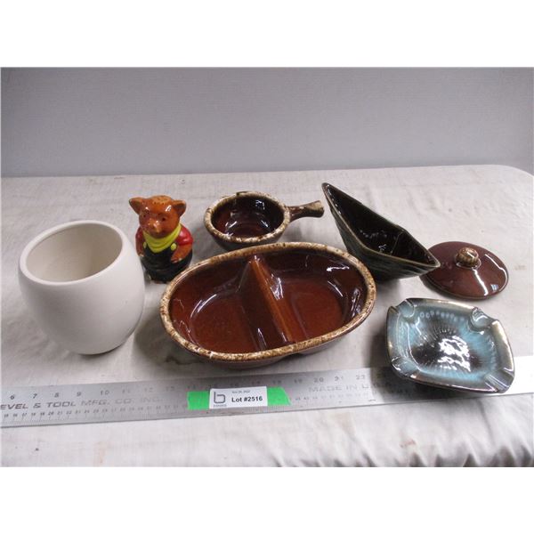 Beauceware piece with misc pottery