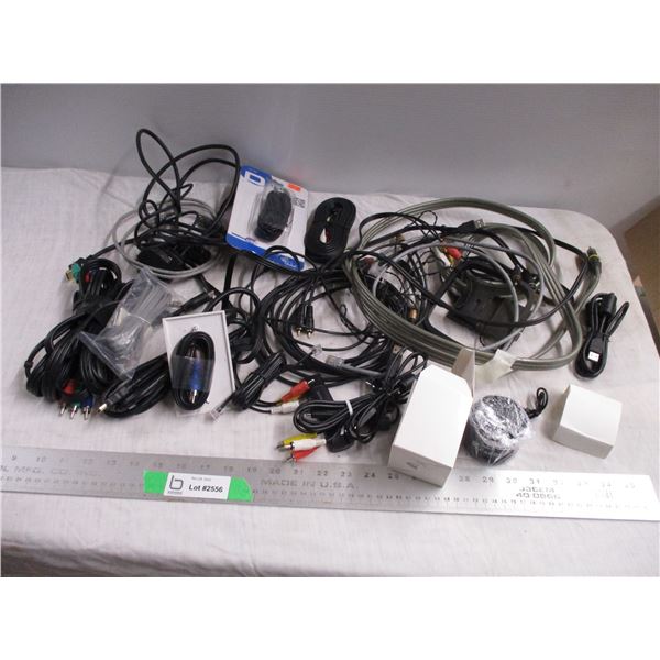 Cables + mini portable bluetooth speaker