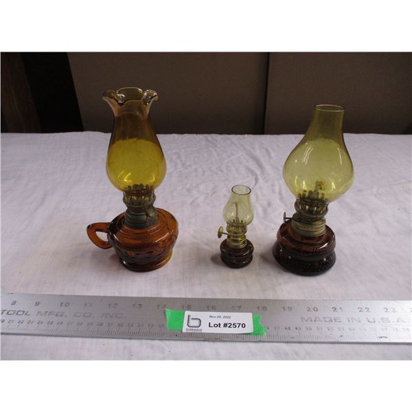 (3) Gold lamps (avon?)