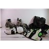 Image 1 : Kids’ Large Hockey Pads + (2)Pairs of Skates (Size 6 EE and 7?)