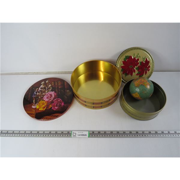 (2) Vintage tins and a world globe