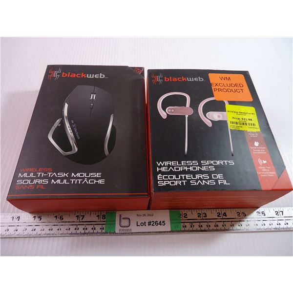 Wireless Sports headphones and Multi Task Mouse (warehouse returns - AS IS)
