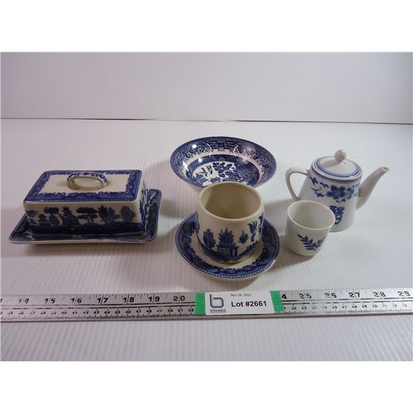 Butter Dish, Bowl , Teapot and Cup/Saucer