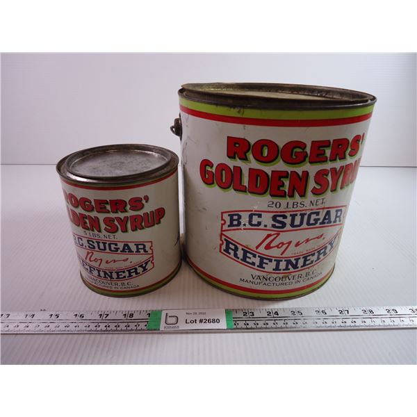 (2) Roger’s Golden Syrup Tins (20 lbs. And 5 lbs.)