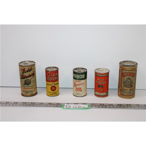 (5) Vintage Spice Tins