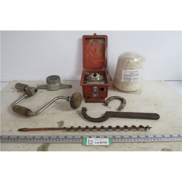 Murphy Time Switch - Vintage Drill with Bit - Roll of String - Metal for Tap Shoes Size 6-8