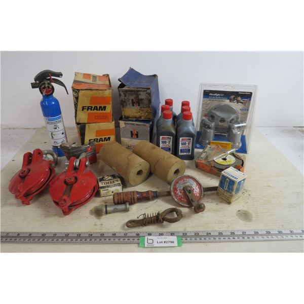(6) Amsoil 100 to 1 2-Cycle Oil - Floodlight Kit - Fire Extinguisher - Oil Filters - Grinding Wheel 
