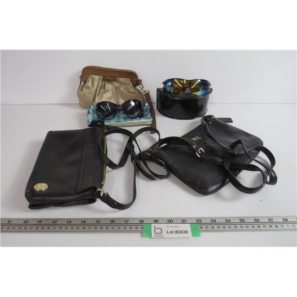 (3) Purses (2) Sunglasses in Cases