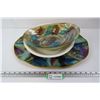 Image 1 : Pasta Bowl - (2) Colored Platters (larger one has paint chipping)