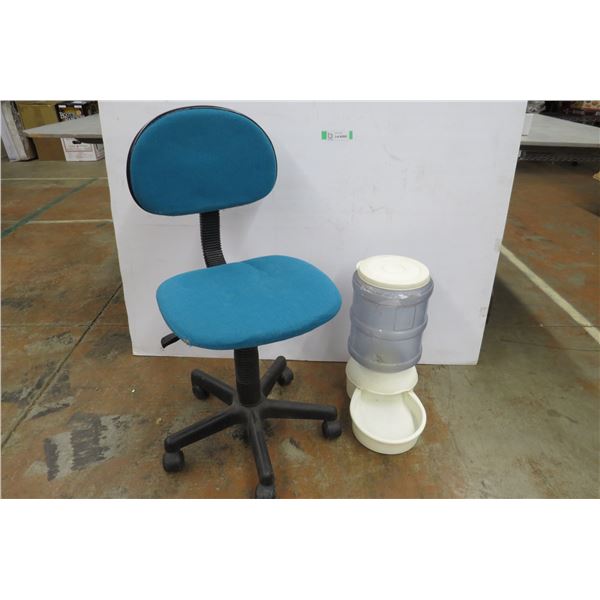 *Office Chair (worn) - Automatic Water Dish (cracked & taped)