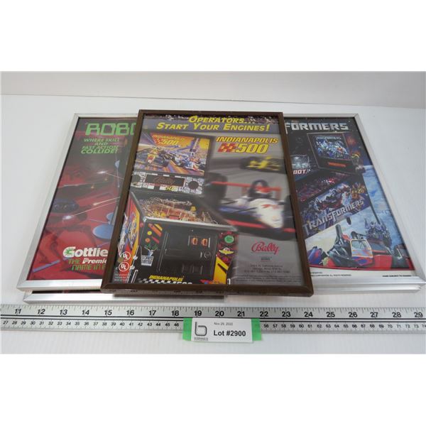 Lot of 5 Framed Pinball Flyers (original)