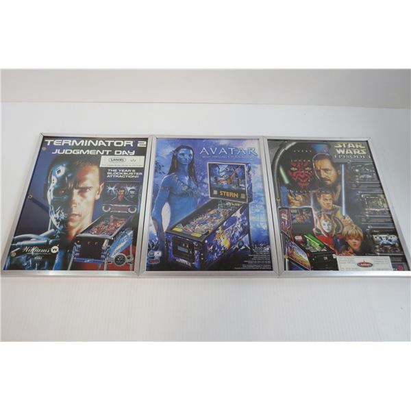 Lot of 5 Framed Pinball Flyers (original)