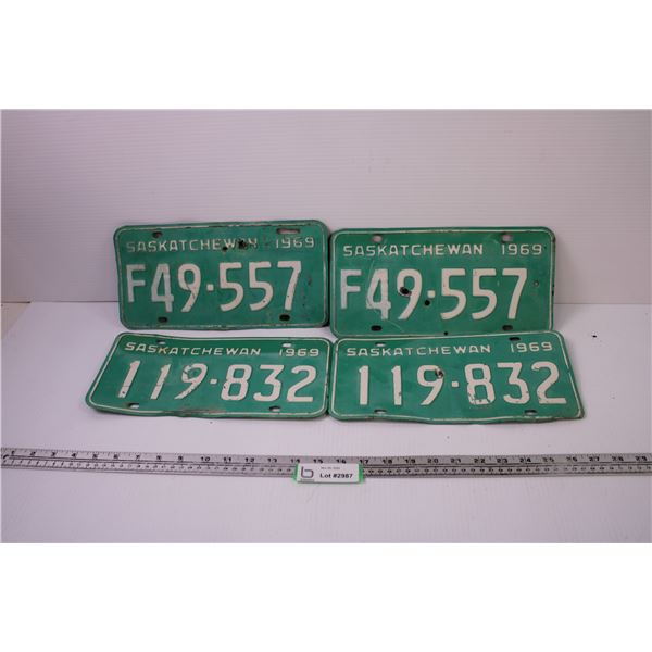 (2) Pairs of 1969 Saskatchewan Licence Plates