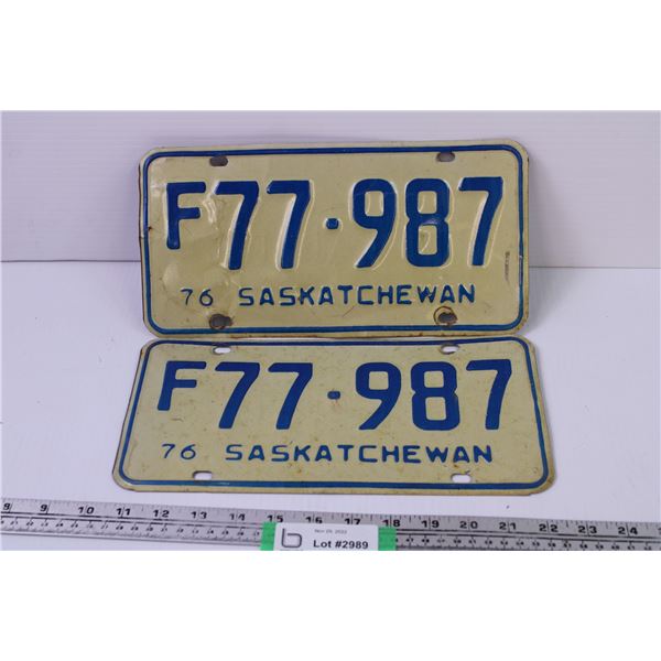 Pair of 1976 Saskatchewan Licence Plates