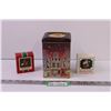 Image 1 : Candle Tin and (2) Christmas Ornaments