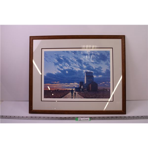 Framed Henry Ripplinger Print #/450 - “Prairie Sunset” (23.5x19) Grain Elevator