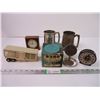 Image 1 : (2) Steins, Piston Rings, Clock, Reel, toy trailer