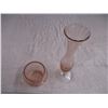 Image 2 : Pink crackle glass bowl + pink vase