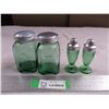 Image 1 : (2) Sets of green glass Salt & Pepper shakers