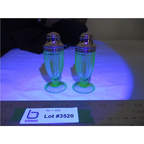 Uranium glass Salt & Pepper shakers