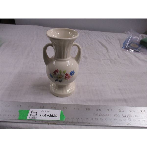 Small white ceramic vase - 6" tall