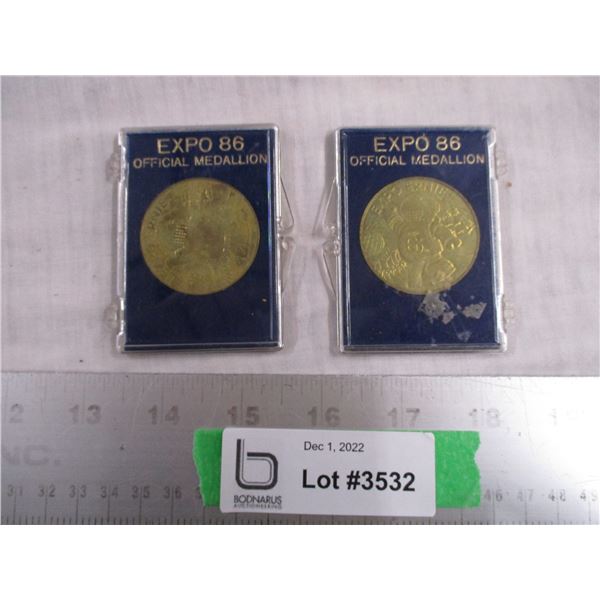 (2) Expo 1986 medallions