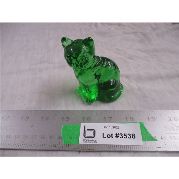 Green glass cut 3.5" tall