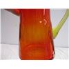 Image 5 : Etched glass vase + colored glass pitcher