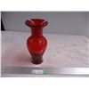 Image 1 : Red glass vase - 11.25" tall