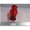 Image 3 : Red glass vase - 11.25" tall