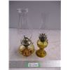Image 1 : (2) Brown glass lamps with chimneys