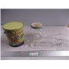 Image 1 : Glass rolling pin, lowney's tin + jar