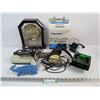 Image 1 : (3) Green Ashtrays + Clock (working) + SiriusXm + Headphones + Steamer (untested) Calendar + misc