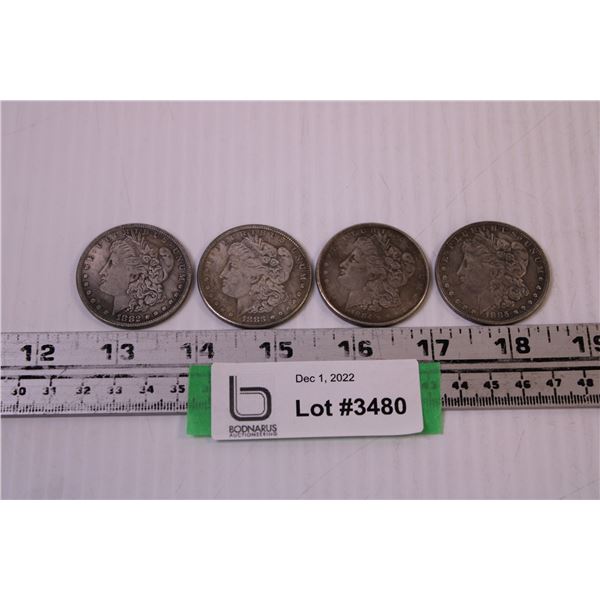 (4) Replica Morgan Dollars (1882-83-84-1885)
