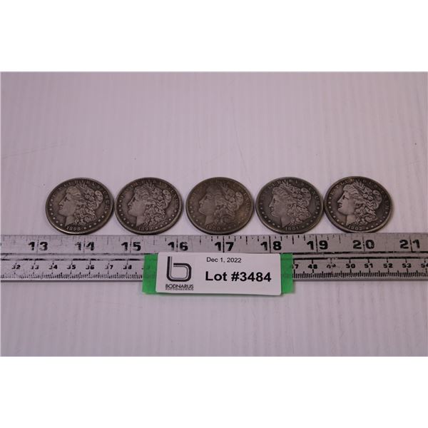 (5) Replica Morgan Dollars (1898-1899-1900-1901-1902)