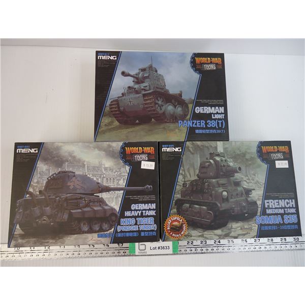 (3) Meng World War Toons- (2) German Tanks and (1) French Medium Tank