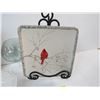 Image 2 : Corning Ware Pot & Lid - (3) Plate Holders - Magnifying Glass - Drinking Glass - Candles -Misc Items