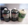 Image 2 : (3) Propane tanks with small fishing tackle box