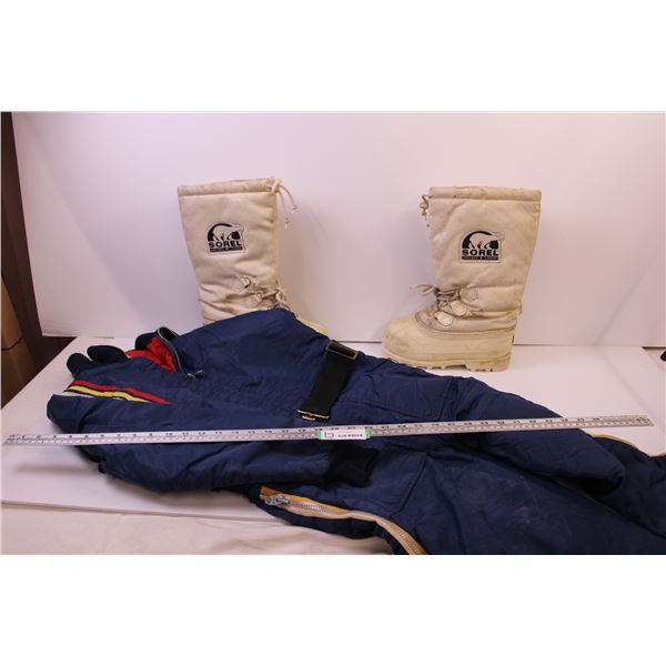 Vintage Ski-Doo Suit (Small) + Sorel Snow Boots (size 5)