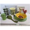 Image 1 : Sunflower Bowl - Shower Curtain Rings - 1 Canister - Metal Rack - Assorted Decor Items
