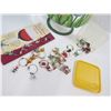 Image 2 : Flowered Glass Container - Coca-Cola Cards in Christmas Tin - Wine Glass Identification Rings