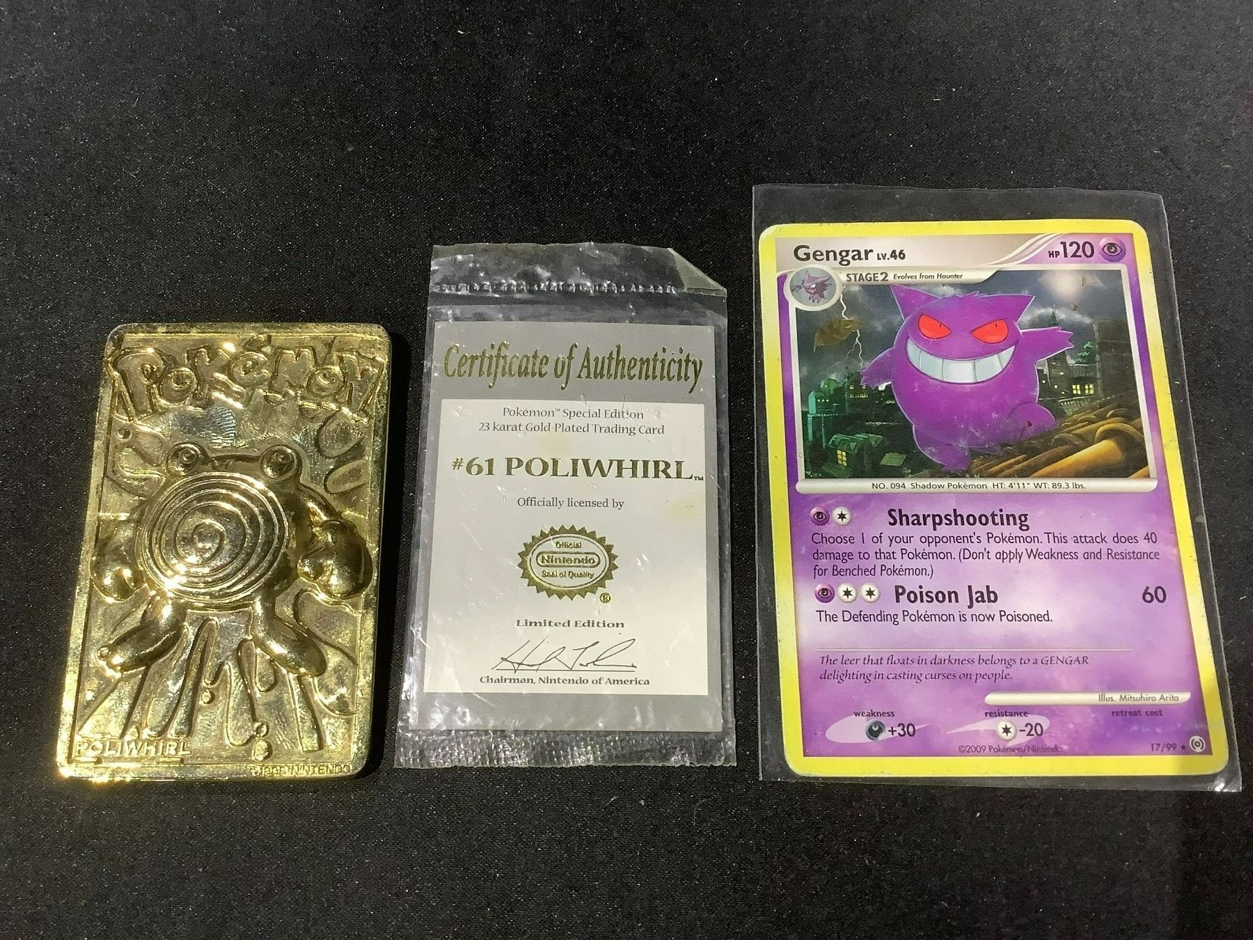 POKEMON 23 KARAT GOLD PLATED TRADING CARD 61 WITH COA & GENGAR LV. 46 2009 POKEMON CARD - Able Auctions POKEMON 23 KARAT GOLD PLATED TRADING CARD 61 WITH COA & GENGAR LV. 46 2009 POKEMON CARD - Able Auctions