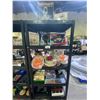 Image 1 : 5 TIER SHELVING UNIT WITH CONTENTS: FOOD PROCESSOR, CONAIR HEATED NECK REST MASSAGER, CHILI BOWL SET