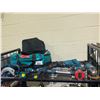 Image 1 : ASSORTED MAKITA PRODUCTS: CIRCULAR SAW, DRILLS, LIGHT, TOOLBAG, SAWZALL, AND GRINDER