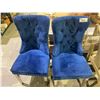 Image 1 : 2 BLUE CLOTH SILVER BUTTONED CHAIRS