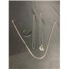 Image 1 : 2 SILVER CHAINS STAMPED 925, PELICAN/MOON NECKLACE STAMPED 925, & STAMPED STERLING BRACELET