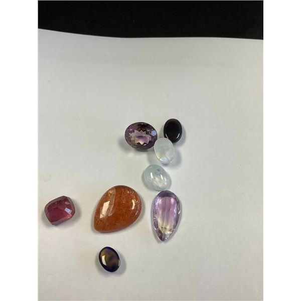 NATURAL GEMSTONES 22.275CT. VARIOUS SIZES AND SHAPES. AMETRINE, RUBY, SANDSTONE,